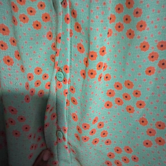 Size S Collective Concepts Orange & Teal Blouse - Picture 2 of 2